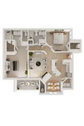 2 Bed - 2 Bath |1120 sq ft 2 Bed | 2 Bath floorplan