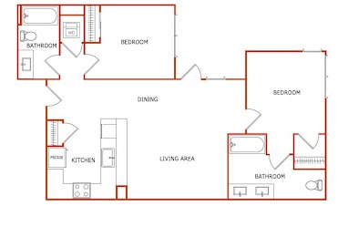 A floor plan of a house with labeled rooms.