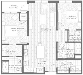 A detailed black and white floor plan of a house layout.