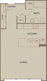 Studio 1 Bath 700 square feet floor plan Studio (Industrial Lofts)