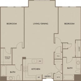 2 bed 2 bath 1202 square feet floor plan Urban Flats