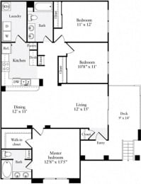 3 Bed 2 Bath 1324 square feet floor plan B