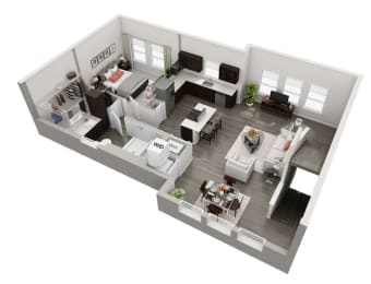 bedroom floor plan an aerial view of the living room and bedroom