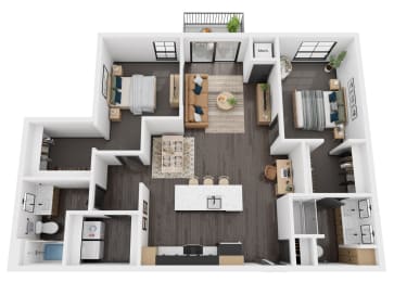 Floor Plan  this is a 3d floor plan of a 1179 square foot 2 bedroom apartment at carbon31 in bloomington, mn