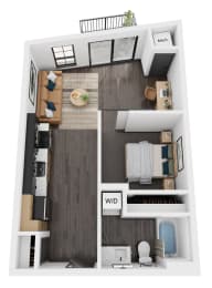 Floor Plan  a floor plan of an alcove apartment