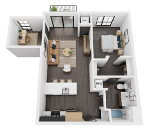Floor Plan  a floor plan of a 1 bedroom apartment at carbon31 in bloomington, mn