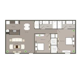 Clarkston Station Apartments in Clarkston Georgia photo of two bedroom floorplan