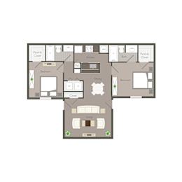 Clarkston Station Apartments in Clarkston Georgia photo of two bedroom floorplan