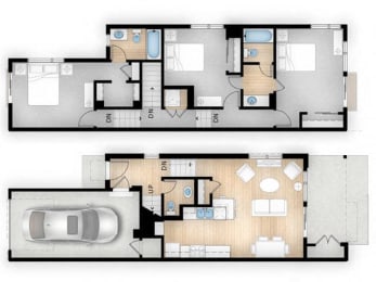 3 Bed 2 Bath 1303  square feet floor plan Ponderosa