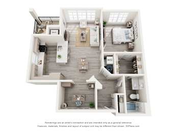 One Bedroom apartment floor plan at Creekline at Fairfield in Fairfield, CT.