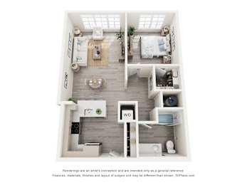 One Bedroom apartment floor plan at Creekline at Fairfield in Fairfield, CT.