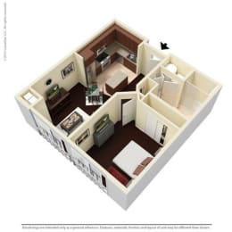 1 Bed - 1 Bath |677 sq ft A2 floorplan