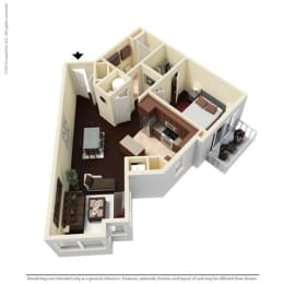 1 Bed - 1 Bath |829 sq ft A6 floorplan