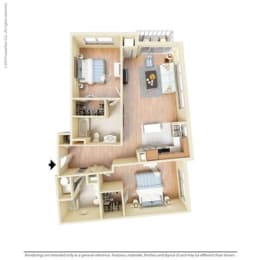 2 Bed - 2 Bath, 1239 square feet B9 floor plan