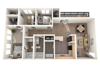  Floor Plan 2 Bed 2 Bath 1375 Sq Ft