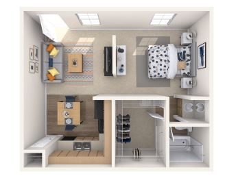 Studio, 1 ba, 510 sq. ft.