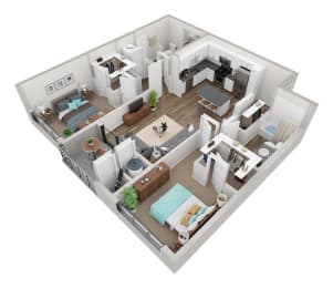 Enova B3 2 Bedroom 1041 sf floor plan