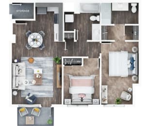 a bedroom with a bed and a chair and a desk