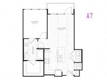 A7 1 Bed 1 Bath 746 square feet floor plan