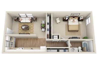 Brookview Apartments 1b1b 3D Floor Plan