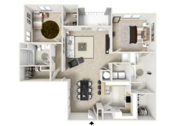 2 Bed - 2 Bath, 1362 square feet floor plan The North Carolina