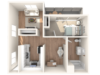 a floor plan of a 1 bedroom apartment