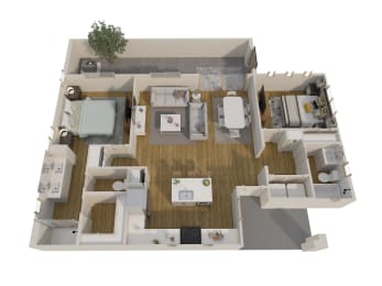 a1 floor plan  1 bedroom with 2 baths  1192 square feet