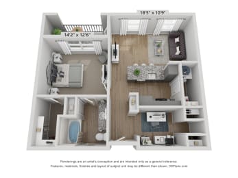 Photo of Heritage Towers floorplan showing aone bedroom layout with a private patio balcony Heritage Towers Apartments lewisville tx apartments apartments near lewisville tx lewisville apartments