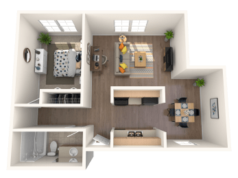 Westchase Apartments in Harvey, LA photo of A2 floorplan one bedroom one bathroom