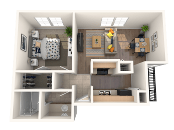Westchase Apartments in Harvey, LA photo of A3 floorplan one bedroom one bathroom