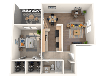 Westchase apartments in Harvey, LA photo of A4 floorplan one bedroom one bathroom