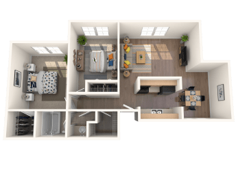 Westchase Apartments in Harvey, LA photo of B1 floorplan two bedroom apartment
