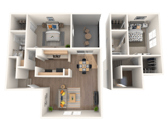 Westchase Apartments in Havery, LA photo of B2 floorplan two bedroom