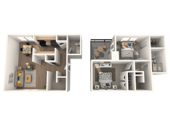 Westchase Apartments in Harvey, LA photo of Townhouse B floorplan two bedroom