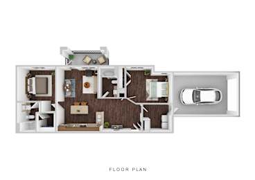 A floor plan of a house with a garage.