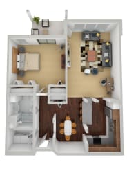  Floor Plan Laurel East | One Bed
