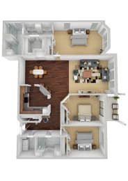  Floor Plan Laurel East | Three Bed