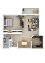  Floor Plan Laurel West | Renovated 1B-A