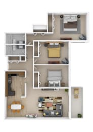  Floor Plan Laurel West | Three Bed