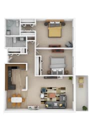  Floor Plan Laurel West | Two Bed E