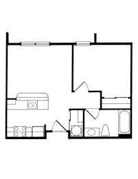 A black and white drawing of a floor plan of a house.