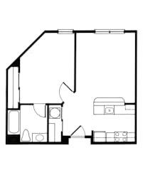 A black and white drawing of a floor plan of a house.