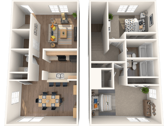 a screenshot of two different views of a floor plan of a house