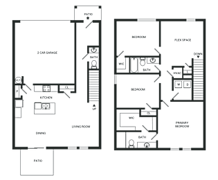 A black and white image of a house floor plan.