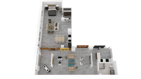 a 3d floor plan of a house