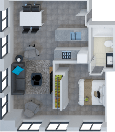 a floor plan of a studio apartment