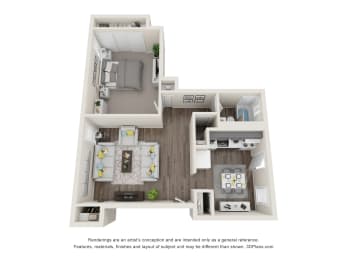 Mableton Ridge apartments in Mableton Georgia photo of one bedroom floorplan.