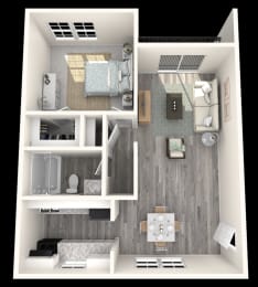 1 Bed, 1 Bath, 832 sq. ft. Magnolia floor plan