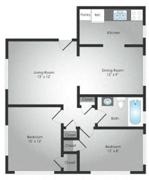 a diagram of a floor plan of an apartment