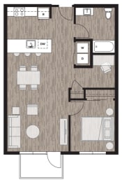1 bed 1 bath floor plan I at Riverfront Everett, Everett, Washington